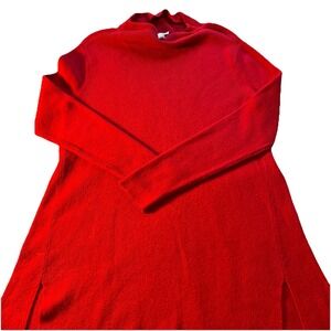 j jill red sweater Tunic SM party Holiday Preppy Cotton/silk‎ Blend Minimalist